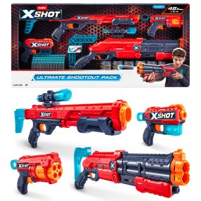 X-SHOT Velká sada - Vigilante, Hawk Eye, Fury 4, Kickback (6 plechovek, 48 nábojů)