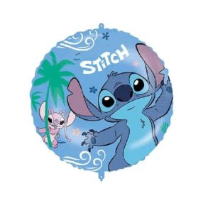 Fóliový balónek Stitch & Angel - Kulatý, 43 cm (+ závaží)